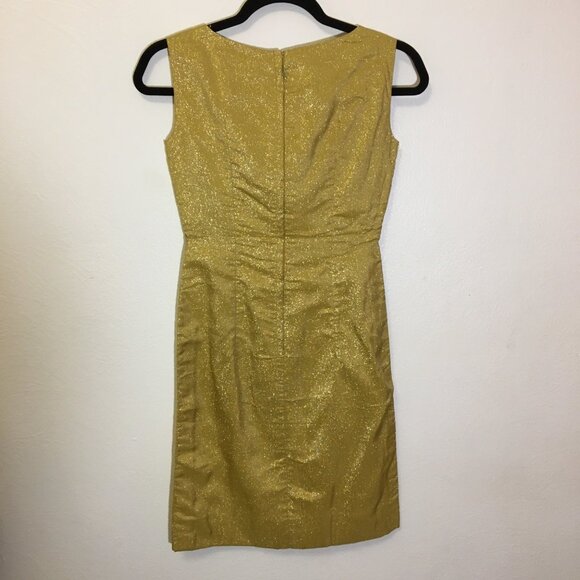 Vintage 60s Gold Metallic Cocktail Wiggle Dress Christmas Holiday  Glam NYE (1) - Picture 13 of 16